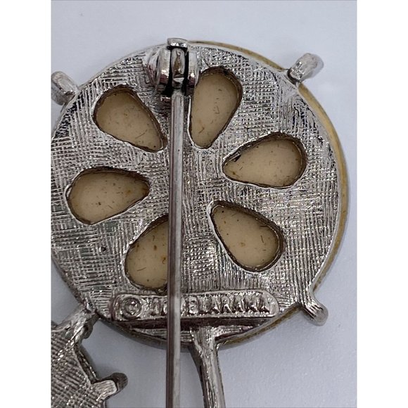 VINTAGE FLOWER BROOCH HOLOGRAM JEWELARAMA SILVER TONE METAL JEWELRY PIN - Picture 5 of 7